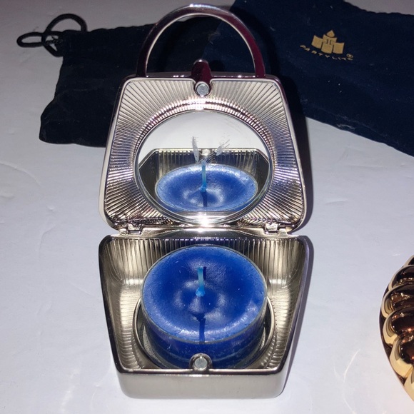PartyLite Travel Candle Set Handbag and Shell Compact Style with Velvet Pouch 3” - Picture 3 of 7